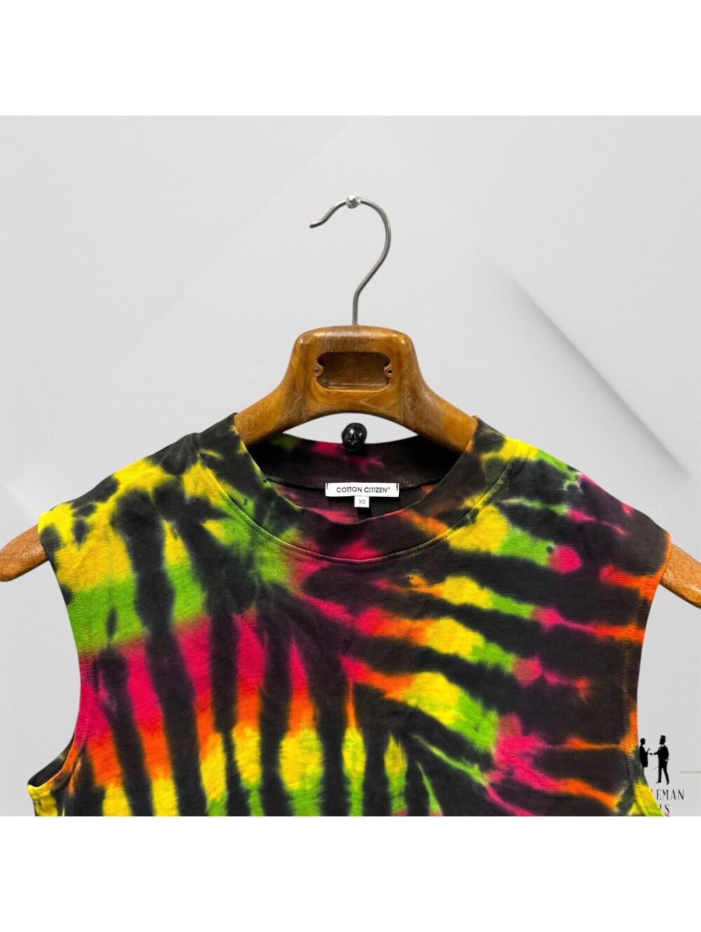 Cotton Citizen Women’s Tie Dye Crop Sleeveless Shirt Pink Green Orange Size XS